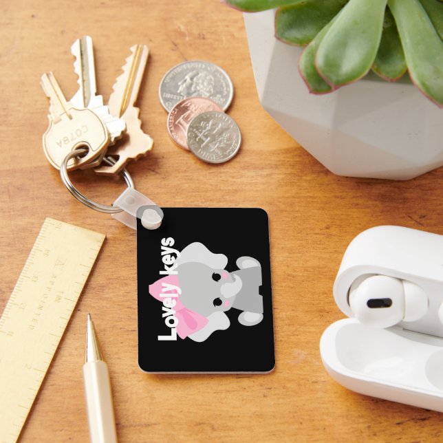 Anpassningsbar Loely Nycklar Text Baby Cute elepha Nyckelring (Skrivbord)