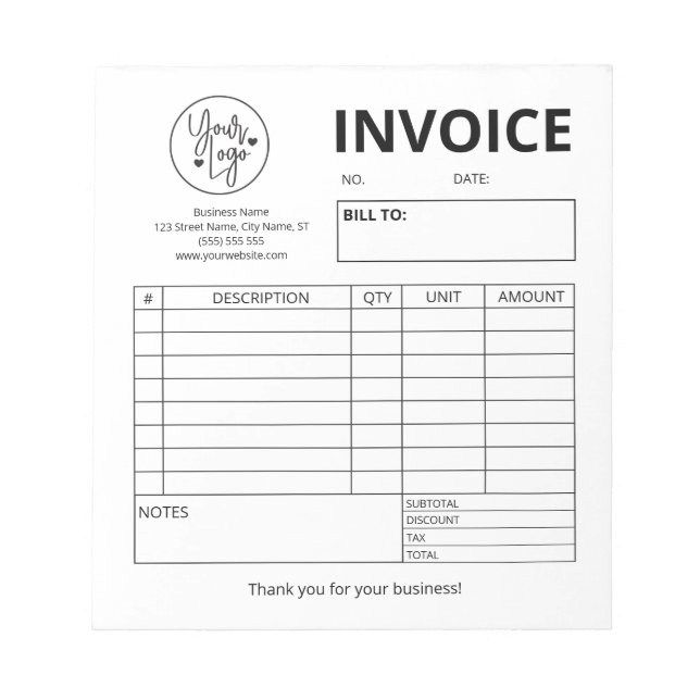 Anpassningsbar Logotyp Bakery Fvoice Bröllop Cakes Anteckningsblock (Framsida)