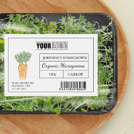 Anpassningsbar Logotyp & Barcode Carrot Microgreen Mat Etiketter