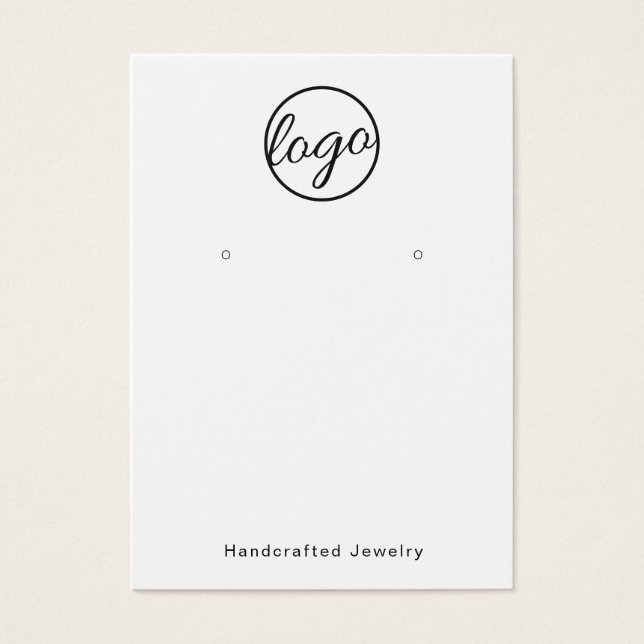 Anpassningsbar Logotyp Black and White Simple Earr Visitkort (Framsidan)