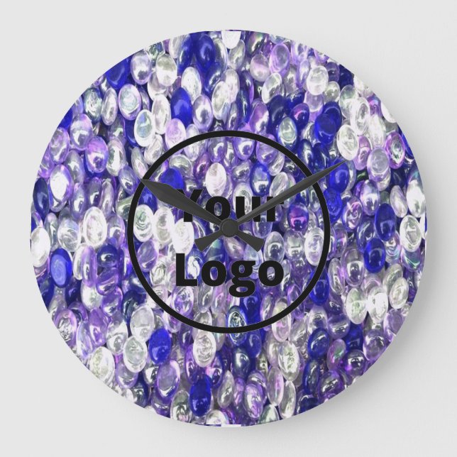 Anpassningsbar logotyp blått och genomskinligt bol stor klocka (Framsida)