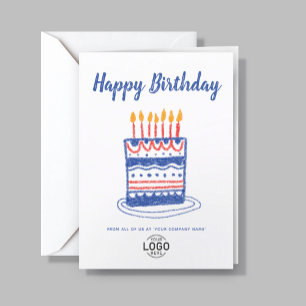 Anpassningsbar Logotyp Blue Red Hand plockade Cake Kort