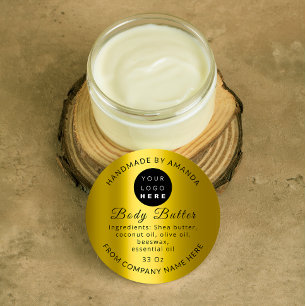 Anpassningsbar Logotyp Body Butter Cosmetics Musta Runt Klistermärke