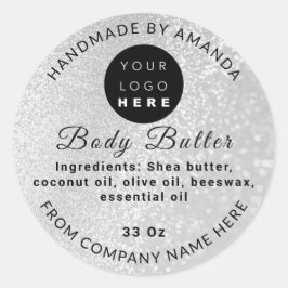 Anpassningsbar Logotyp BodyButter Cosmetics Glitte Runt Klistermärke