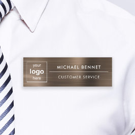 Anpassningsbar Logotyp Bronze Brown Professionell Namnbricka