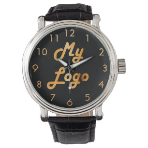 Anpassningsbar logotyp business black guld armbandsur