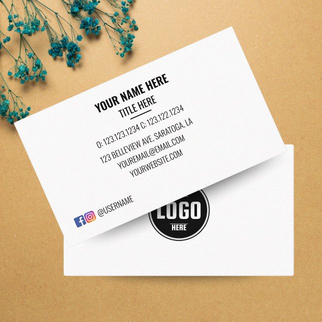 Anpassningsbar Logotyp Circle Modern Minimalist Bl Visitkort (Custom Logo Circle Modern Minimalist Black Business Card Design)