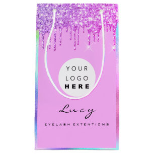 Anpassningsbar Logotyp Company Rosa Drips Holograp