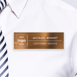 Anpassningsbar Logotyp Copper Brown Professionell Namnbricka
