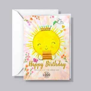 Anpassningsbar Logotyp Cute som ler Sol med kummel Kort