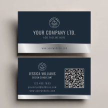 Anpassningsbar Logotyp Elegant Blue Silver QR-kod