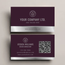 Anpassningsbar Logotyp Elegant Burgundy Silver QR-