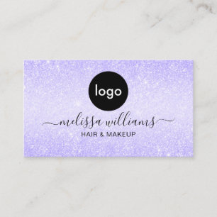 Anpassningsbar Logotyp Elegant Chic Lila Glitter Visitkort