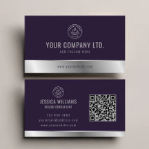 Anpassningsbar Logotyp Elegant Lila Silver QR-kod