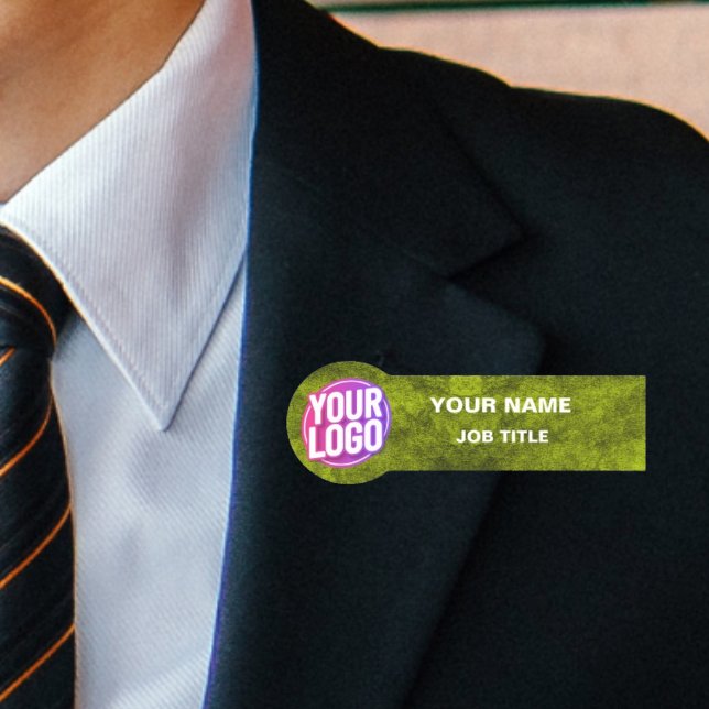Anpassningsbar Logotyp Employee ID Faux Metallic G Namnbricka (Skapare uppladdad)