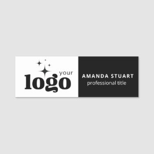 Anpassningsbar Logotyp Employee Logotyp Black Whit Namnbricka