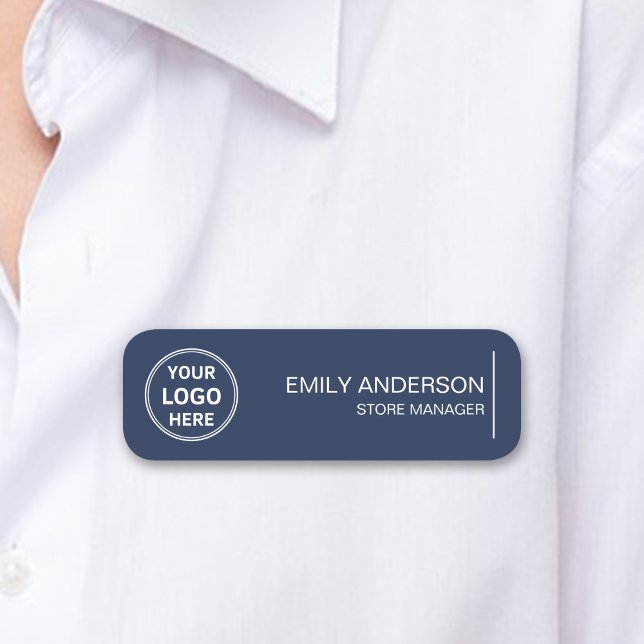 Anpassningsbar Logotyp Employee Magnetic Safety Pi Namnbricka (Custom Logo Employee Magnetic Safety Pin Navy Name Tag)