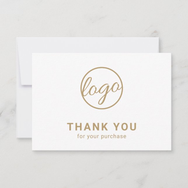 Anpassningsbar Logotyp Enkel Elegant Guld Business Tack Kort (Framsida)