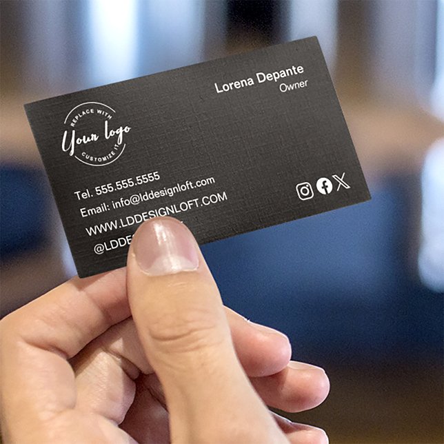 Anpassningsbar Logotyp Enkel, modern, minimalistis Visitkort (Stylish, black white custom logo business card.)