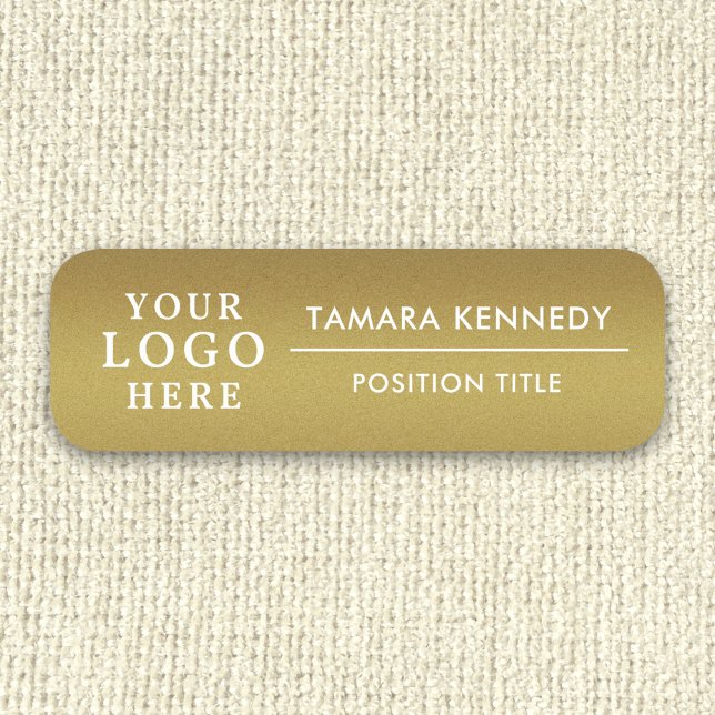 Anpassningsbar Logotyp Executive Namn Rubrik Brush Namnbricka (Custom Logo Executive Name Title Brushed Gold Name Tag
)