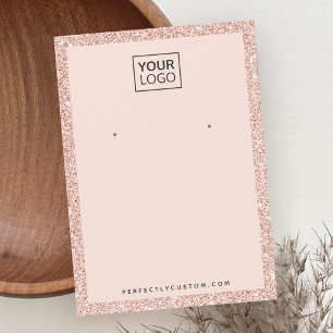 Anpassningsbar logotyp faux rosa glitter örring vi visitkort