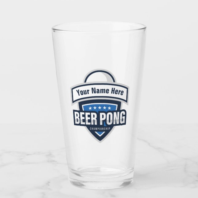 Anpassningsbar Logotyp för Beer Pong Mästerskap Glaskopp (Framsida)