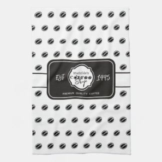 Anpassningsbar logotyp för kafé i B&W Kökshandduk