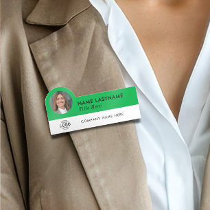 Anpassningsbar Logotyp Foto ID Rubrik Grönt Affärs Namnbricka