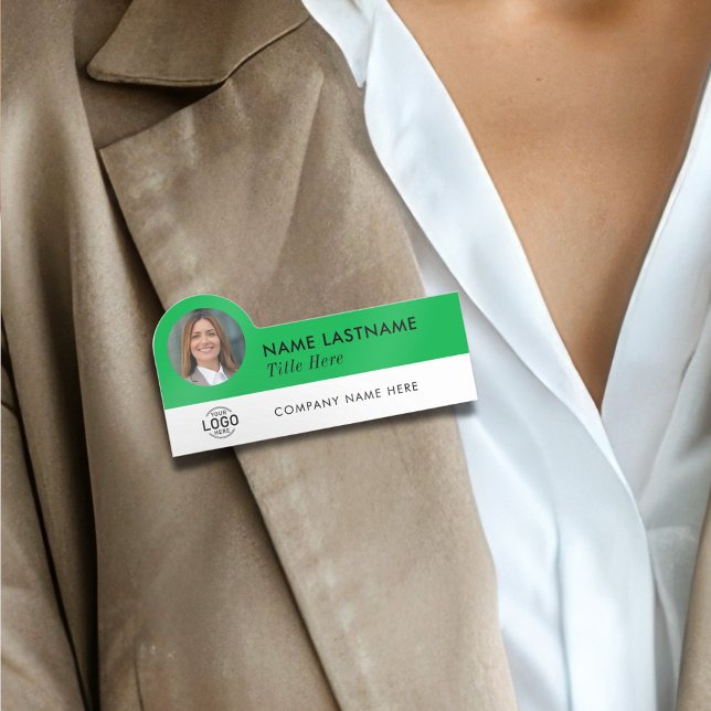 Anpassningsbar Logotyp Foto ID Rubrik Grönt Affärs Namnbricka (Skapare uppladdad)