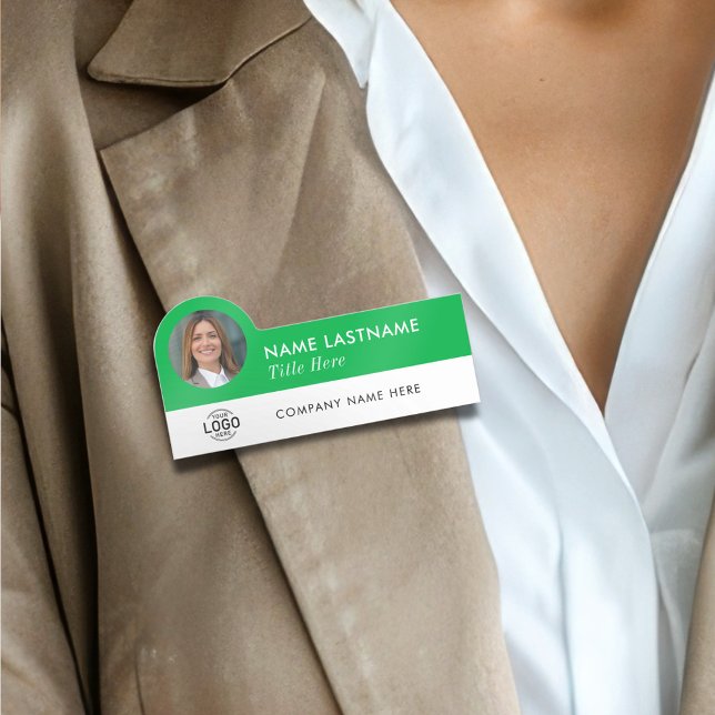 Anpassningsbar Logotyp Foto ID Rubrik Grönt Vit me Namnbricka (Skapare uppladdad)