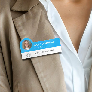 Anpassningsbar Logotyp Foto-ID Rubrik Himmel Blue  Namnbricka
