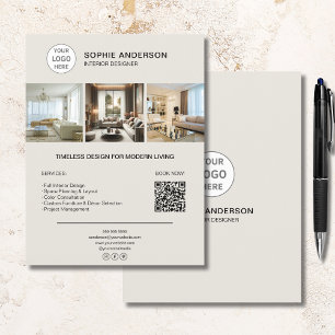 Anpassningsbar Logotyp Foto QR Insida Designer Bus Reklamblad