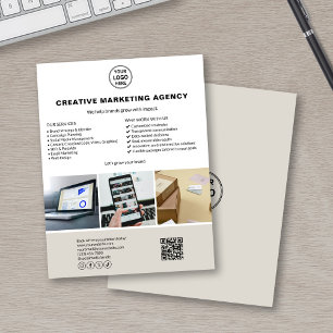 Anpassningsbar Logotyp Foto QR Marknadsföring Busi Reklamblad
