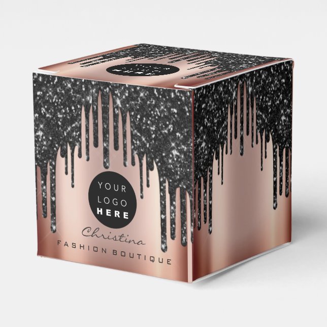 Anpassningsbar Logotyp Glitter Black Dricks Boutiq Presentaskar (Framsidan Sidan)