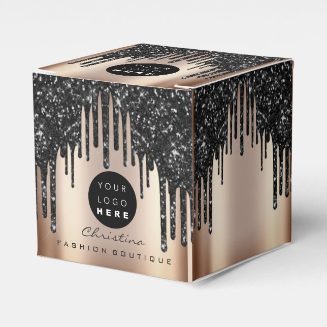 Anpassningsbar Logotyp Glitter Black Dricks Boutiq Presentaskar (Framsidan Sidan)