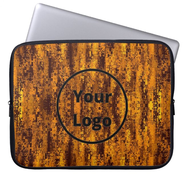 Anpassningsbar logotyp guld och svartpunkt mönster laptop fodral (Framsidan)