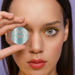 Anpassningsbar Logotyp Guld Teal Mint Tester Sampl Runt Klistermärke