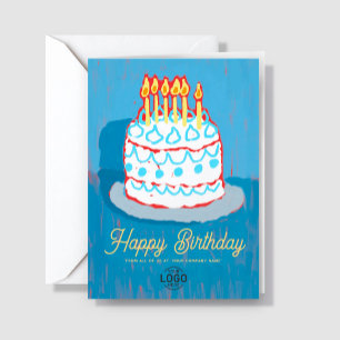 Anpassningsbar Logotyp Hand plockade Blue Whit Cak Kort