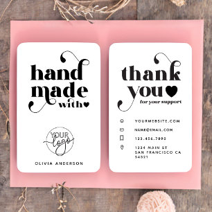 Anpassningsbar Logotyp Handmade med Kärlek Tack Visitkort