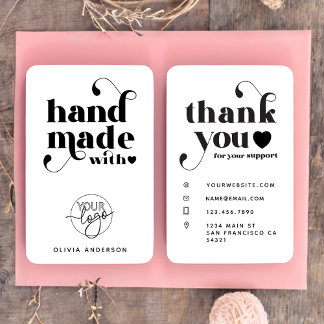 Anpassningsbar Logotyp Handmade med Kärlek Tack Visitkort