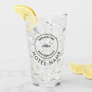 Anpassningsbar Logotyp Hotel Namn all Färg Text Glaskopp