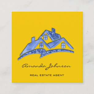 Anpassningsbar Logotyp House Real Gods Agent Blue- Fyrkantigt Visitkort