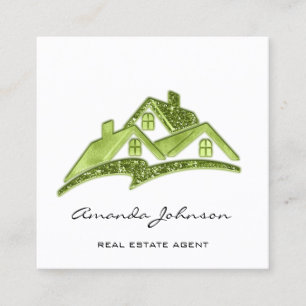 Anpassningsbar Logotyp House Real Gods Agent Grön Fyrkantigt Visitkort