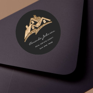 Anpassningsbar Logotyp House Real Gods Agent Guld  Runt Klistermärke
