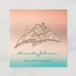 Anpassningsbar Logotyp House Real Gods Agent Home Fyrkantigt Visitkort