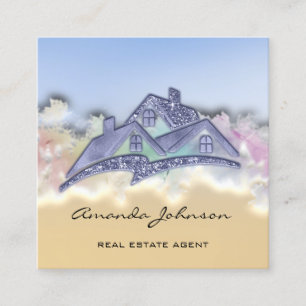 Anpassningsbar Logotyp House Real Gods Agent Home Fyrkantigt Visitkort
