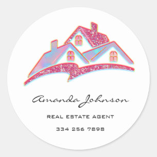 Anpassningsbar Logotyp House Real Gods Agent Rosa Runt Klistermärke