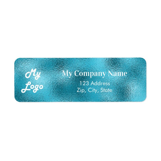 Anpassningsbar logotyp image business sea blue ret returadress etikett (Framsidan)