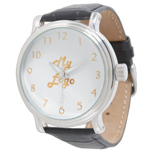 Anpassningsbar-logotyp-image, vit guld armbandsur