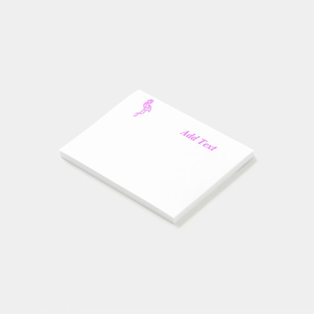 Anpassningsbar logotyp inom rosa flamingo business post-it block (Vinklad)